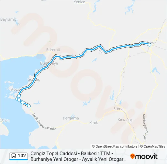 102 Bus Line Map