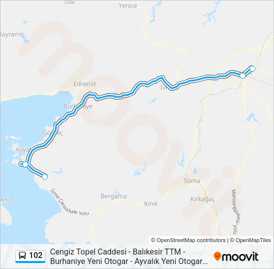 102 Bus Line Map