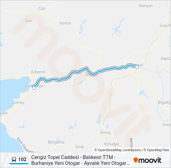 102 Bus Line Map