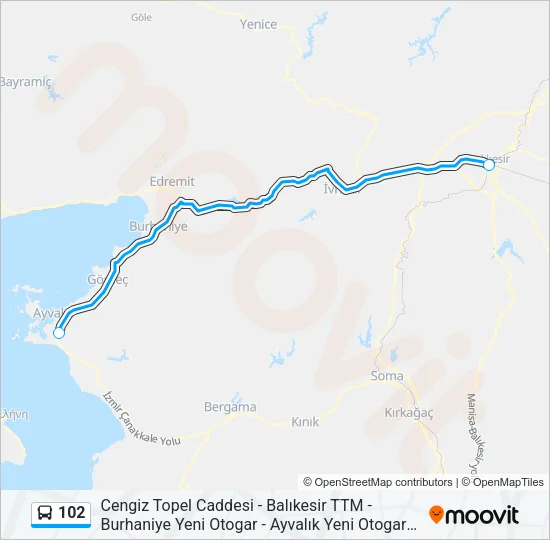 102 Bus Line Map