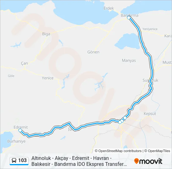 103 Bus Line Map