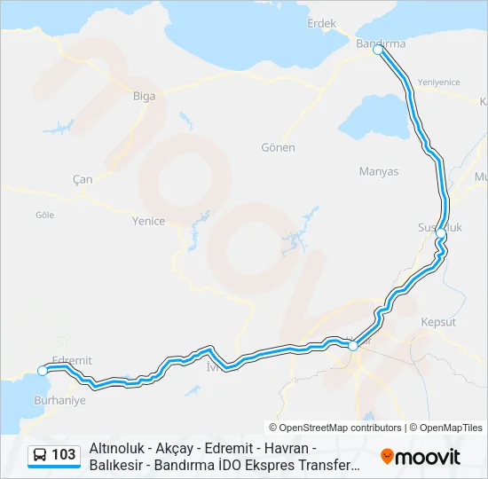 103 Bus Line Map