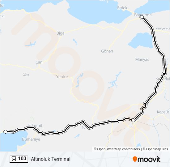 103 bus Line Map