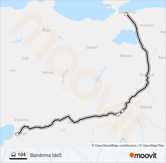 104 bus Line Map