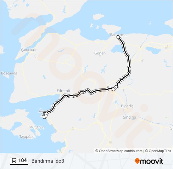 104 bus Line Map