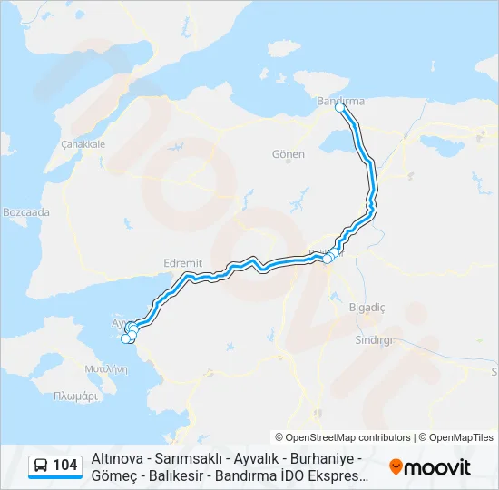 104 Bus Line Map