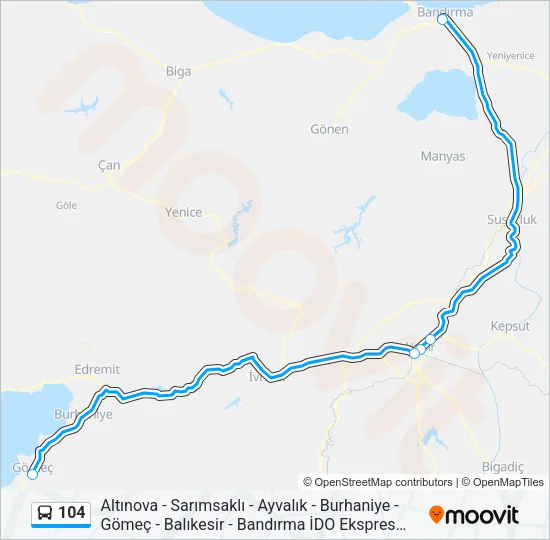 104 Bus Line Map