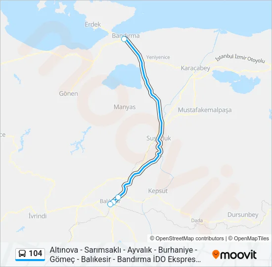 104 Bus Line Map