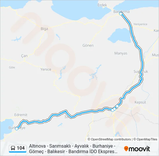 104 Bus Line Map
