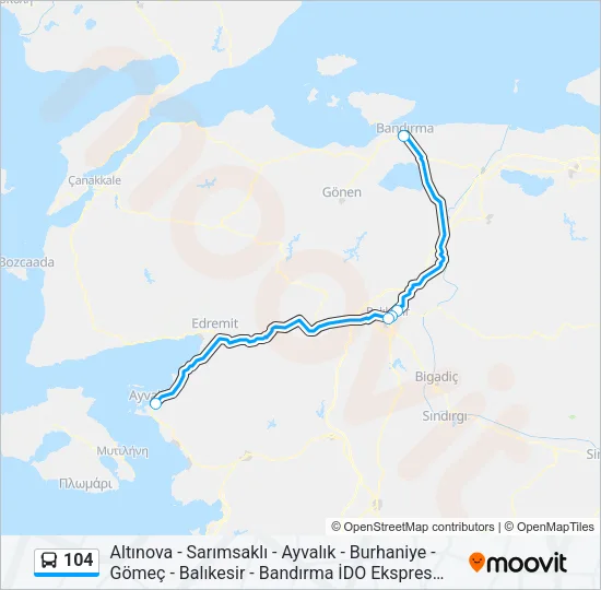 104 Bus Line Map