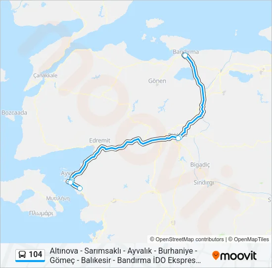 104 Bus Line Map
