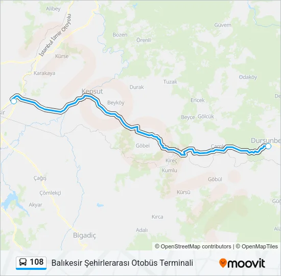 108 Bus Line Map