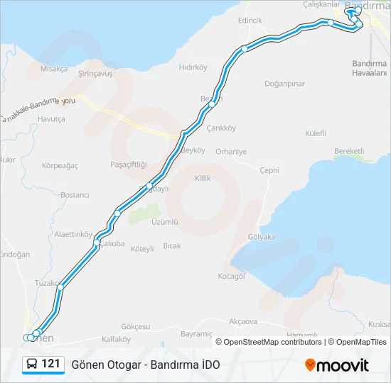 121 Bus Line Map
