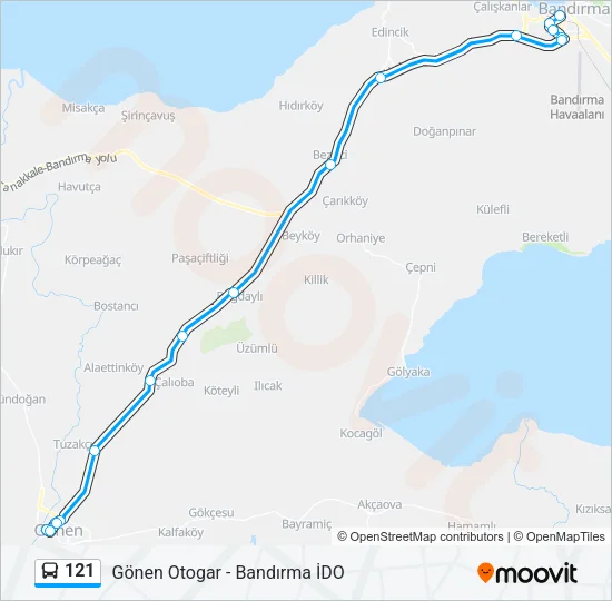 121 Bus Line Map