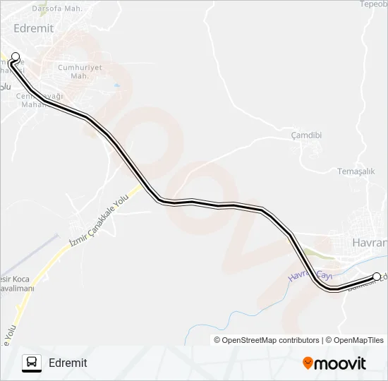 HAVRAN-EDREMİT Bus Line Map