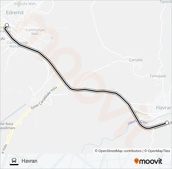 HAVRAN-EDREMİT Bus Line Map