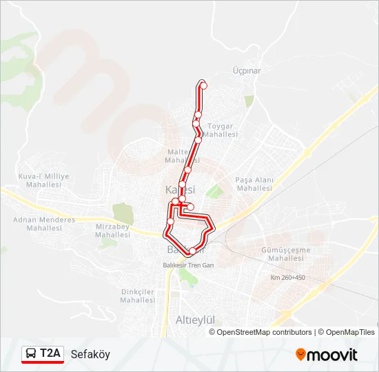 T2A Bus Line Map