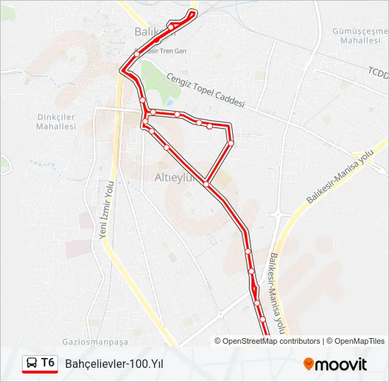 T6 Bus Line Map