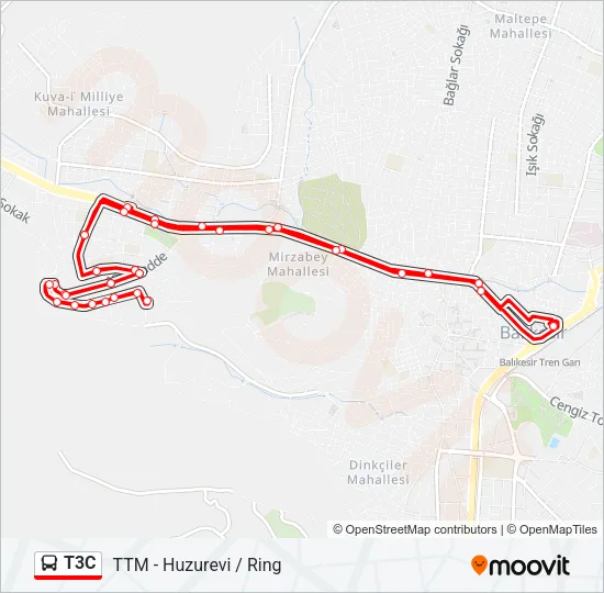 T3C Bus Line Map