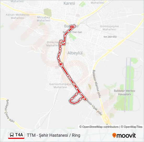 T4A Bus Line Map