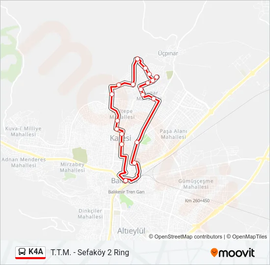 K4A Bus Line Map