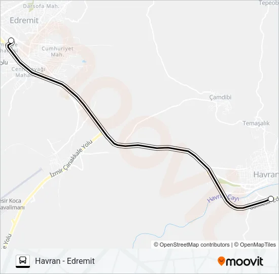 HAVRAN - EDREMIT Bus Line Map