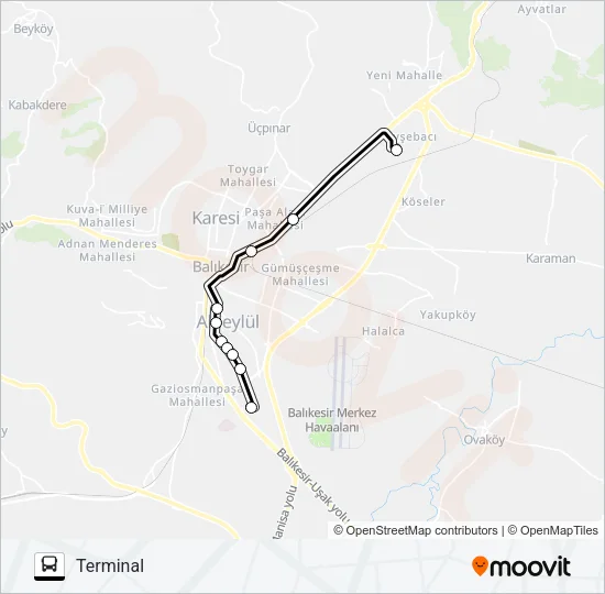 TERMINAL - TTM - BAHÇELIEVLER Bus Line Map