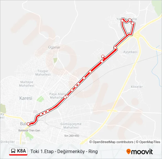 K8A Bus Line Map