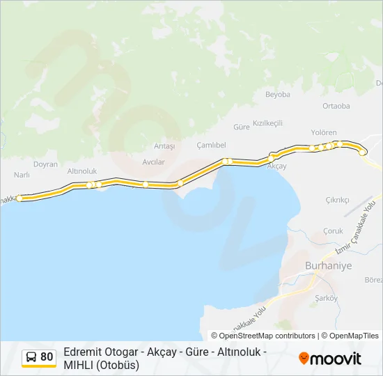 80 Bus Line Map