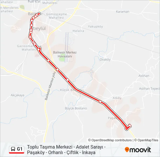 G1 Bus Line Map