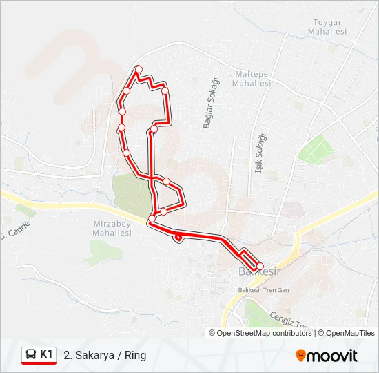 K1 Bus Line Map
