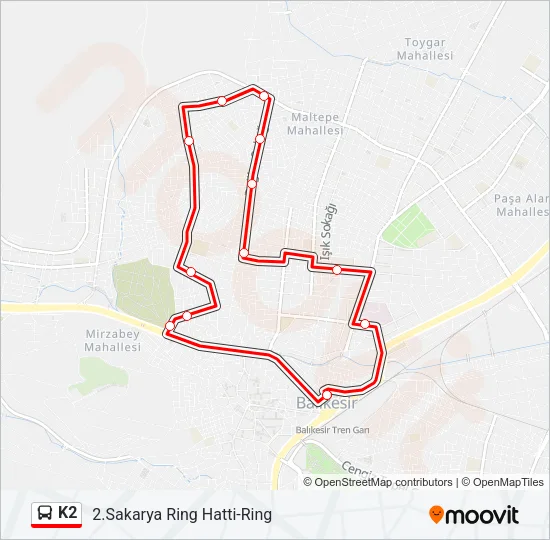 K2 Bus Line Map