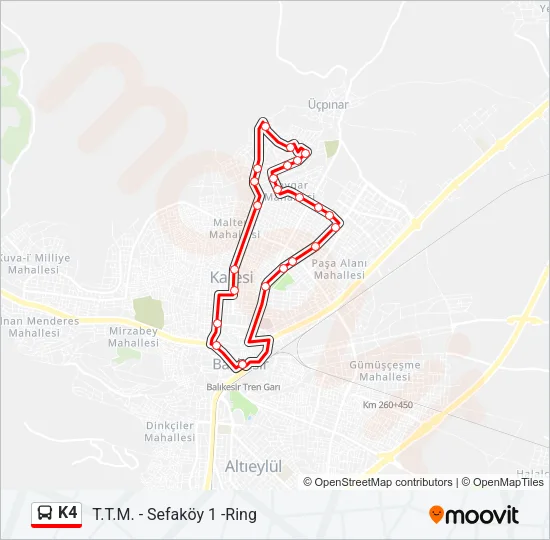 K4 Bus Line Map