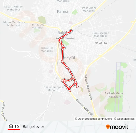 T5 Bus Line Map