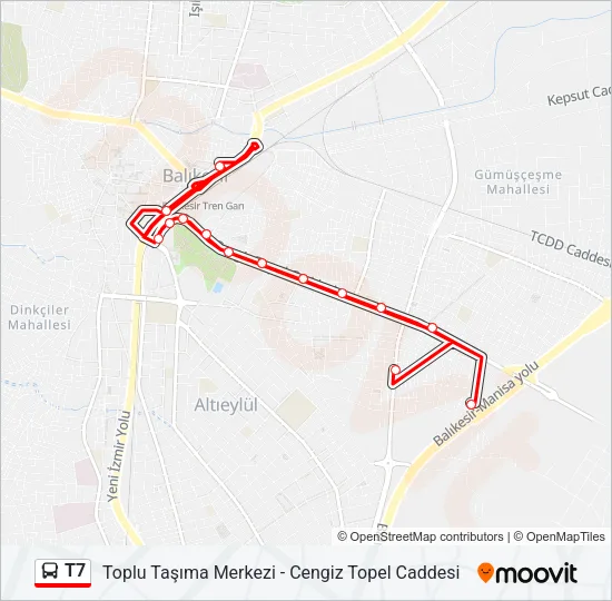 T7 Bus Line Map