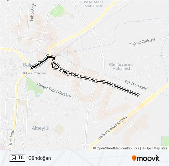 T8 bus Line Map