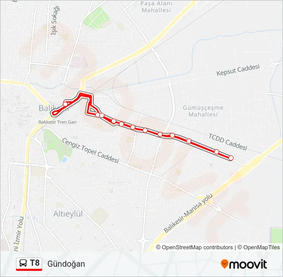 T8 Bus Line Map
