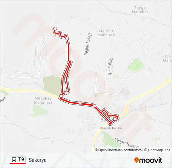 T9 Bus Line Map