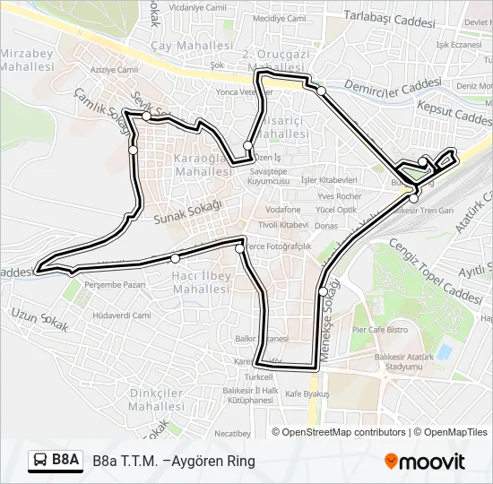 B8A Bus Line Map