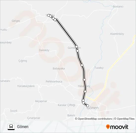 SARIKÖY - GÖNEN (EXPRESS) Bus Line Map