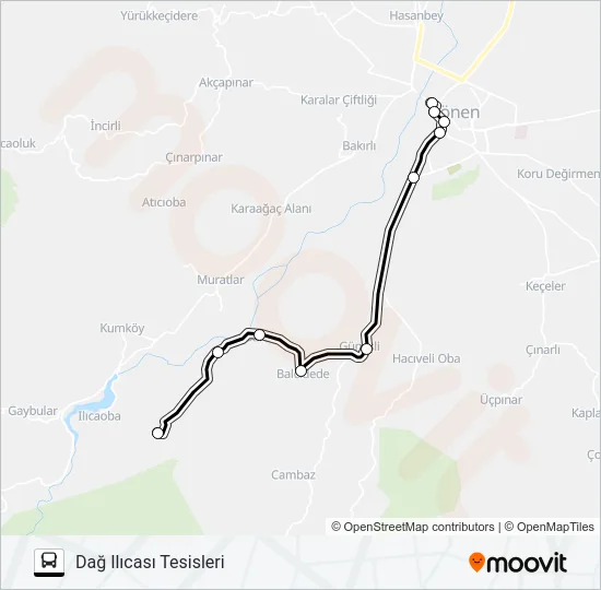 GÖNEN - BALCIDEDE - BALCI - EKŞİDERE - DAĞ ILICASI TESİSLERİ Bus Line Map