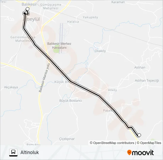 KARESİ-EDREMİT-AKÇAY-ALTINOLUK Bus Line Map