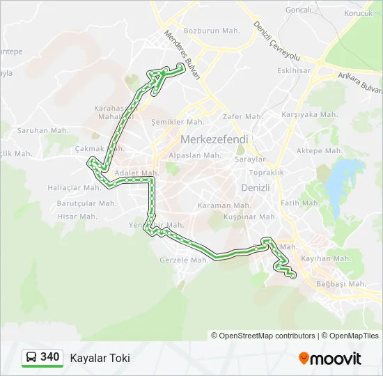 340 Bus Line Map