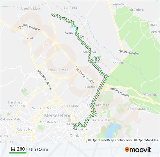 260 otobüs Hattı Haritası