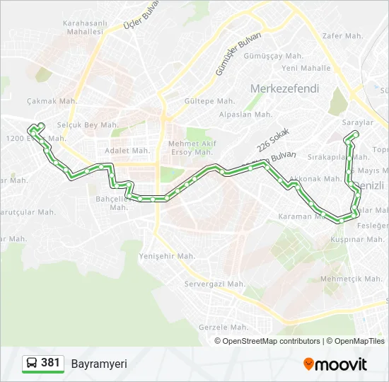 381 Bus Line Map