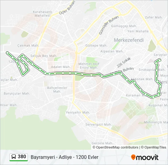 380 Bus Line Map