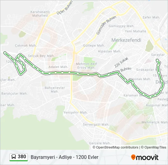 380 Bus Line Map