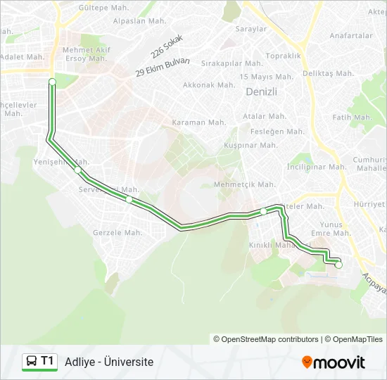 T1 Bus Line Map