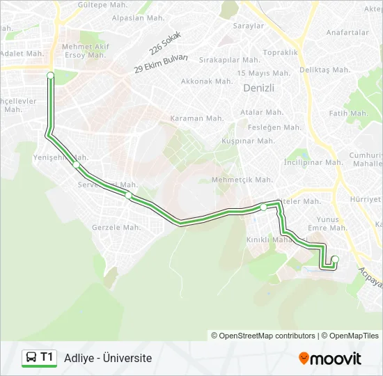 T1 Bus Line Map