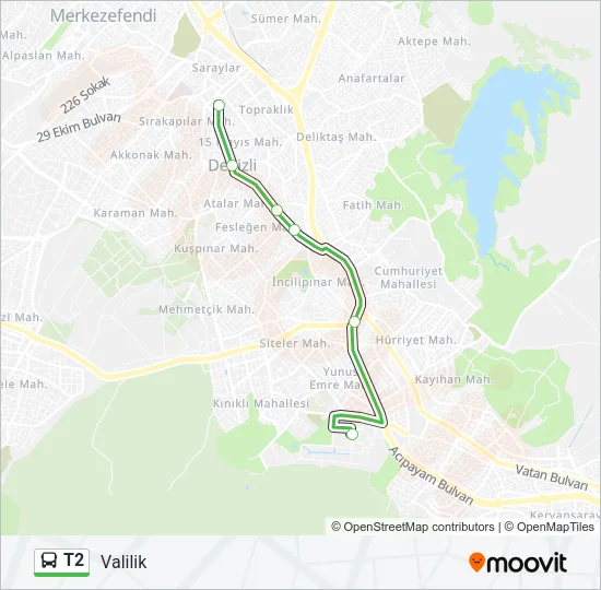T2 Bus Line Map